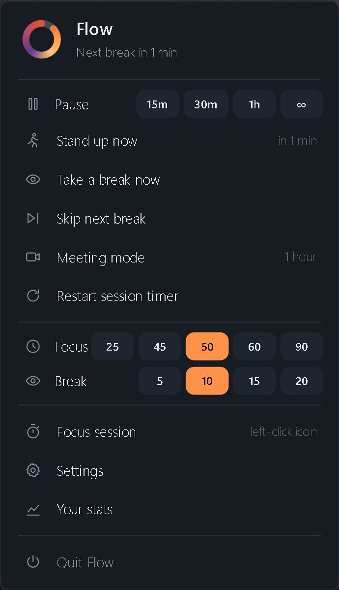 Flow tray menu