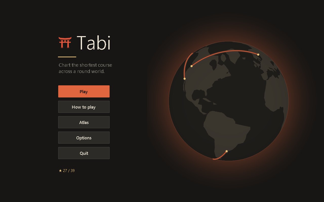 Tabi title screen with a globe